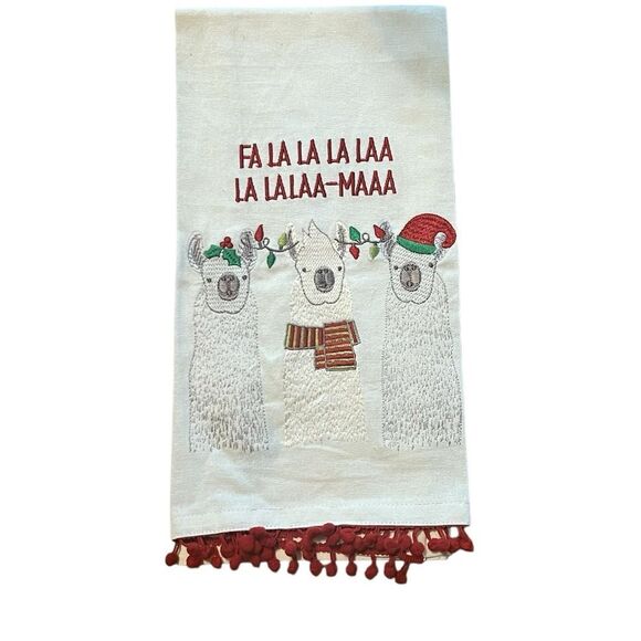 Christmas fa lalala lalama storehouse dish towel holiday - Picture 1 of 4